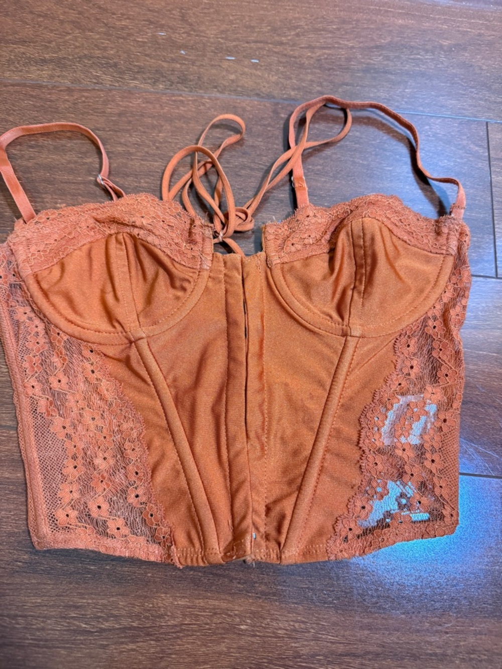 Edikted Rust Lace Bustier Corset Top , size S - Picture 3 of 7